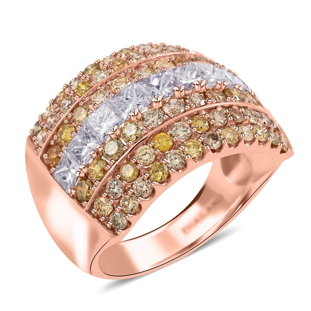 Modani 14K Rose Gold Multi Diamond (G-SI2) Ring (Size 10.0) (7.20 g) 3.00 ctw