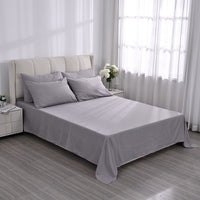 Set of 6 Light Grey Color Silver Infused Sheet - Queen (Microfiber)