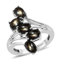 Bankacha Natural Black Star Sapphire 5 Stone Ring in Platinum Over Sterling Silver 4.15 ctw - Sticky add to cart bar