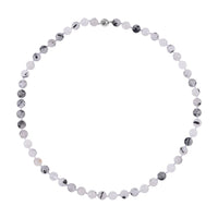 Black Rutilated Quartz Beaded Necklace 20 Inches in Rhodium Over Sterling Silver 220.00 ctw