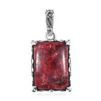 D'Joy Artisan Crafted Norwegian Thulite Solitaire Pendant in Sterling Silver 19.00 ctw