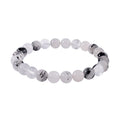 Black Rutilated Quartz Beaded Stretch Bracelet 102.00 ctw - Sticky add to cart bar