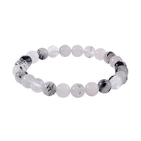 Black Rutilated Quartz Beaded Stretch Bracelet 102.00 ctw