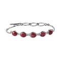 Norwegian Thulite Toggle Clasp Bracelet in Stainless Steel (6.50-8.50In) 11.00 ctw, Tarnish-Free Waterproof Sweat Proof Jewelry, 5 Stone Thulite Bracelet, Gift For Her - Sticky add to cart bar