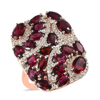 Premium Anthill Garnet and Moissanite Ring in Vermeil Rose Gold Over Sterling Silver 6.75 ctw
