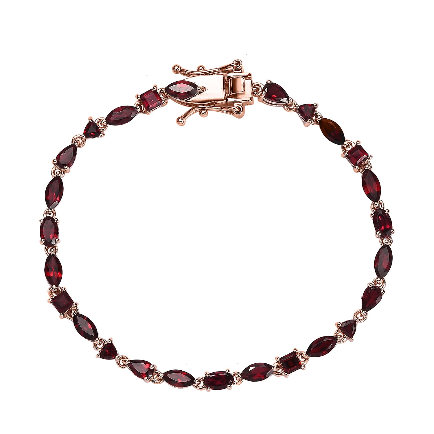 Premium Anthill Garnet Bracelet in Vermeil RG Over Sterling Silver (6.50 In) 6.85 ctw