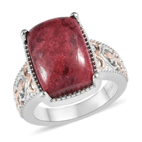 Karis Norwegian Thulite Solitaire Ring in 18K RG Plated and Platinum Bond 7.35 ctw