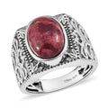 Artisan Crafted Norwegian Thulite Men's Ring in Sterling Silver 7.15 ctw - Sticky add to cart bar