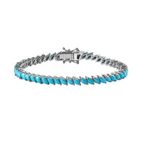 Premium Sleeping Beauty Turquoise Tennis Bracelet in Platinum Over Sterling Silver (6.50 In) 7.50 ctw