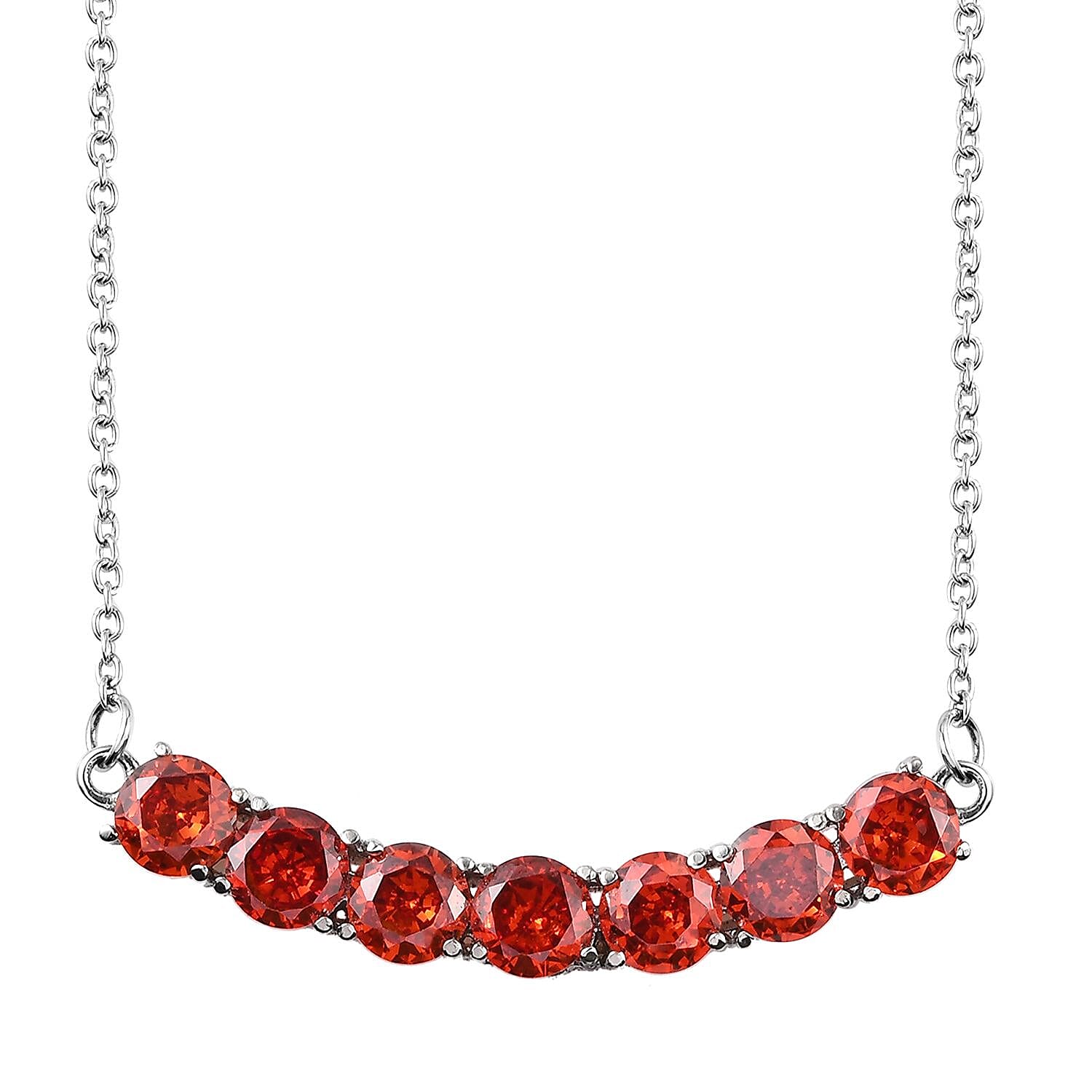 Simulated Orange Diamond Necklace (18 Inches) in Stainless Steel 9.65 ctw