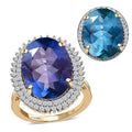 Luxoro 10K Yellow Gold Premium Color Change Fluorite and Moissanite Ring 14.75 ctw - Sticky add to cart bar