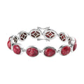 Premium Norwegian Thulite Bracelet in Platinum Over Sterling Silver (6.50 In) 34.40 ctw - Sticky add to cart bar