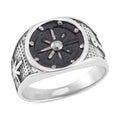 Nautical Compass Men's Ring in Black Oxidised Stainless Steel (Size 9.0) - Sticky add to cart bar