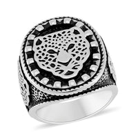 Leopard Head Men's Ring in Stainless Steel (Size 10)