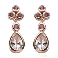 Pink Morganite and Morro Redondo Pink Tourmaline Dangle Earrings in Vermeil Rose Gold Over Sterling Silver 1.65 ctw