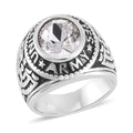 White Glass Men's Ring in Stainless Steel (Size 10.0) - Sticky add to cart bar