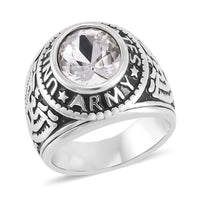 White Glass Men's Ring in Stainless Steel (Size 10.0)