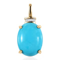 Luxoro 10K Yellow Gold Premium Sleeping Beauty Turquoise and Diamond Accent Pendant 7.15 ctw - Sticky add to cart bar