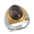 Grey Agate (D) Anchor Men's Ring in ION Plated YG and Stainless Steel (Size 10.0) 3.00 ctw - Sticky add to cart bar