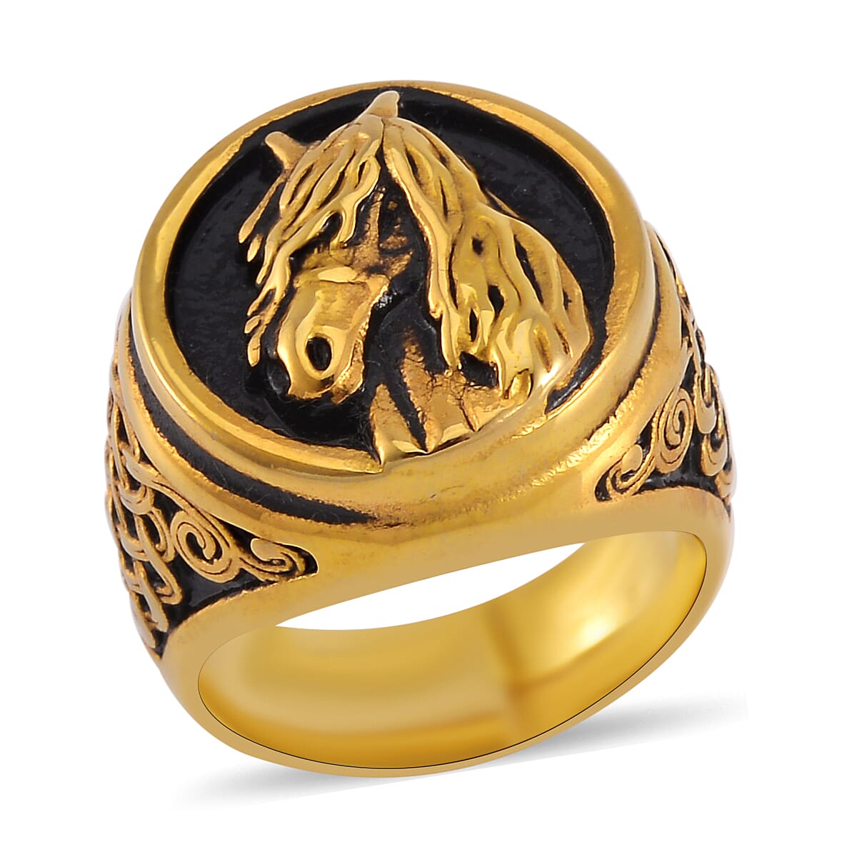 Men's Ring in Black Oxidized and ION Plated YG Stainless Steel