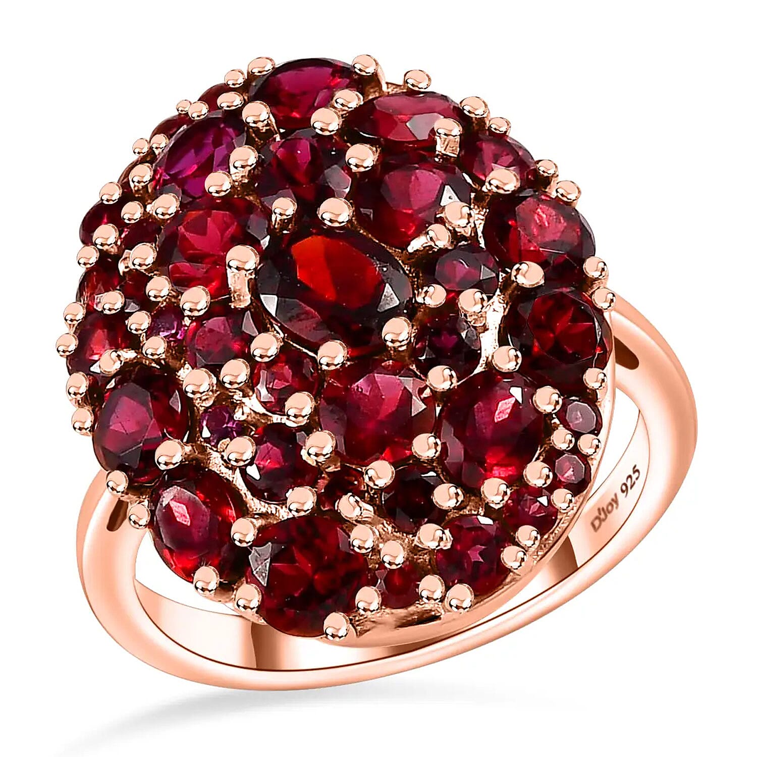 Premium Anthill Garnet Cluster Ring in Vermeil Rose Gold Over Sterling Silver (Size 8.0) 4.60 ctw