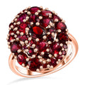 Premium Anthill Garnet Cluster Ring in Vermeil Rose Gold Over Sterling Silver (Size 8.0) 4.60 ctw - Sticky add to cart bar
