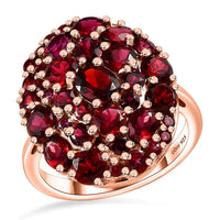 Premium Anthill Garnet Cluster Ring in Vermeil Rose Gold Over Sterling Silver (Size 8.0) 4.60 ctw