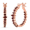 Premium Anthill Garnet Inside Out Hoop Earrings in Vermeil Rose Gold Over Sterling Silver 1.60 ctw - Sticky add to cart bar