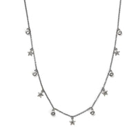 White Topaz Celestial Stars Station Necklace (20 Inches) in Platinum Over Sterling Silver 1.90 ctw