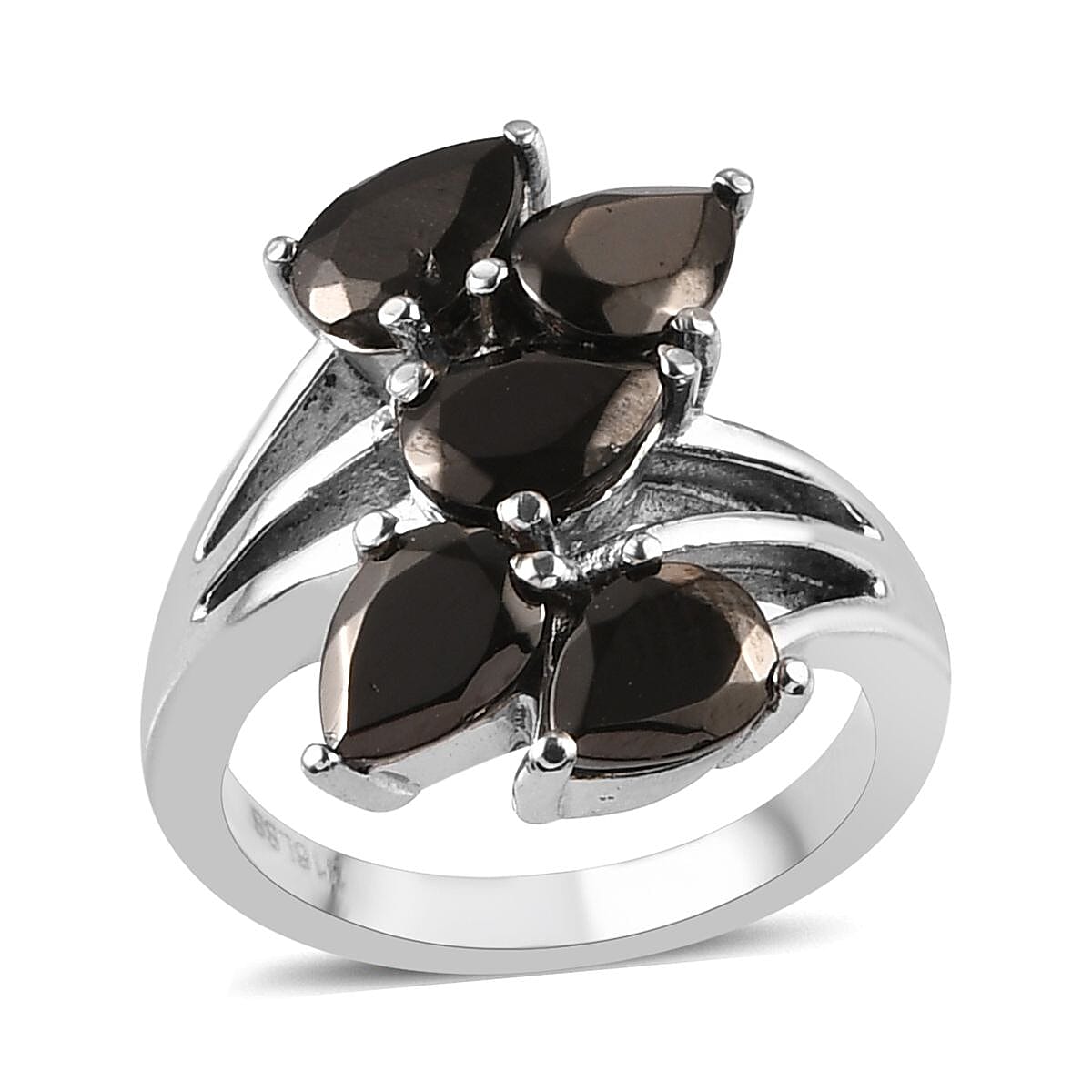 Elite Shungite 5 Stone Ring in Stainless Steel 2.10 ctw
