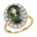 Luxoro 10K Yellow Gold Premium Tanzanian Natural Green Apatite and Moissanite Halo Ring (Size 10.0) 7.00 ctw - Sticky add to cart bar
