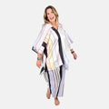 Tamsy Pink & Off White Pastel Stripe Printed Kaftan and Pant Set - One Size Missy - Sticky add to cart bar