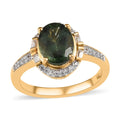 Green Apatite, White Zircon Ring in Vermeil YG Over Sterling Silver (Size 10.0) 2.25 ctw - Sticky add to cart bar