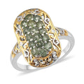 Green Apatite Elongated Ring in Vermeil YG and Platinum Over Sterling Silver (Size 10.0) 1.15 ctw - Sticky add to cart bar