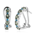 Tanzanian Natural Green Apatite and Malgache Neon Apatite Omega Clip Earrings in Platinum Over Sterling Silver 1.40 ctw - Sticky add to cart bar