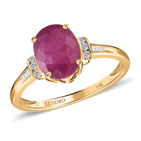 Luxoro 14K Yellow Gold AAA Mozambique Ruby and G-H I2 Diamond Ring 2.30 ctw