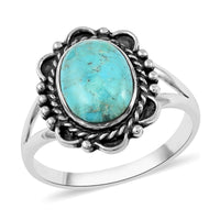 Santa Fe Style Kingman Turquoise Ring in Sterling Silver 3.25 ctw