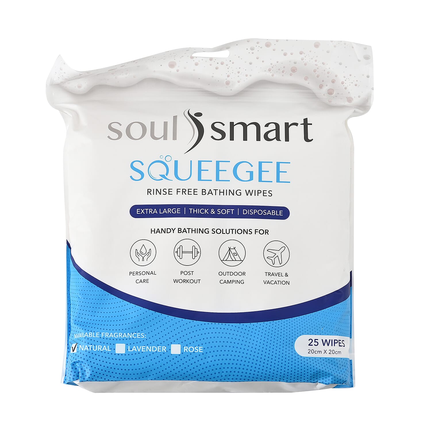 TLV Rinse Free Sponge Bath Wipes - Nature Scent (7.87"x787") (1 Set of 25 Pcs)