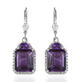 Amethyst and White Zircon Lever Back Earrings in Platinum Over Sterling Silver 9.85 ctw - Sticky add to cart bar