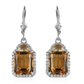 Brazilian Citrine and White Zircon Lever Back Earrings in Platinum Over Sterling Silver 11.15 ctw - Sticky add to cart bar