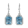 Sky Blue Topaz and White Zircon Lever Back Earrings in Platinum Over Sterling Silver 13.50 ctw - Sticky add to cart bar