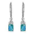 Peacock Quartz (Triplet) and White Zircon Lever Back Earrings in Platinum Over Sterling Silver - Sticky add to cart bar