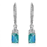 Peacock Quartz (Triplet) and White Zircon Lever Back Earrings in Platinum Over Sterling Silver