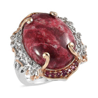 Norwegian Thulite and Multi Gemstone Ring in Vermeil RG and Platinum Over Sterling Silver 19.65 ctw