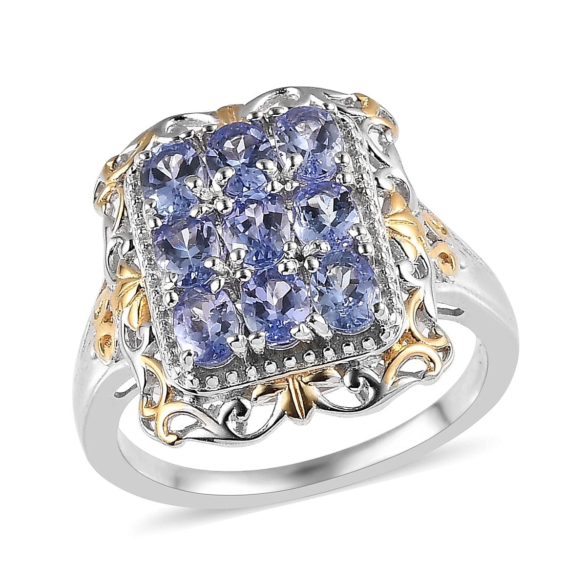 Tanzanite Ring in Vermeil YG and Platinum Over Sterling Silver 1.40 ctw