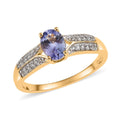Tanzanite, White Zircon Ring in Vermeil YG Over Sterling Silver (Size 10.0) 0.90 ctw - Sticky add to cart bar