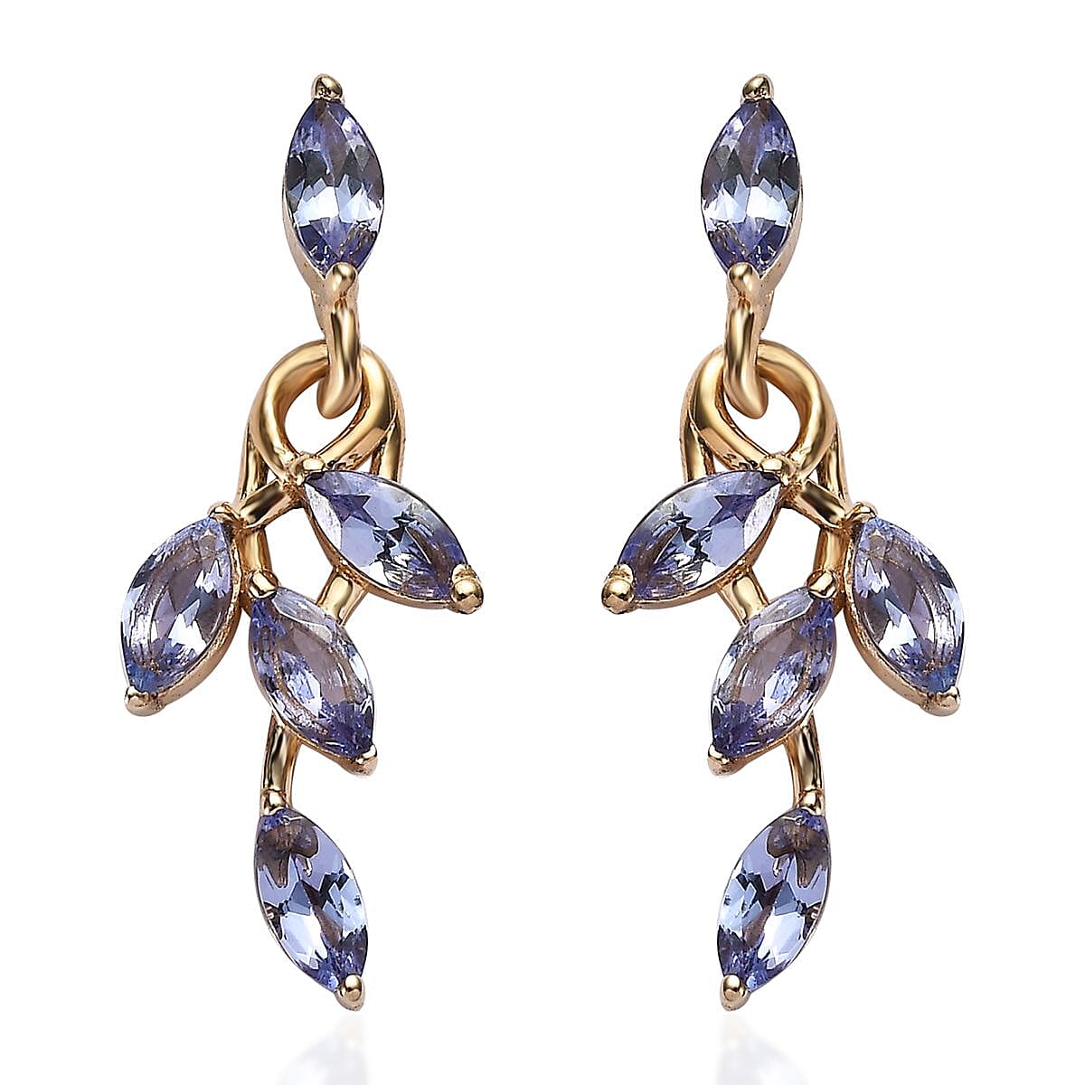 Tanzanite Dangle Earrings in Vermeil YG Over Sterling Silver 1.35 ctw