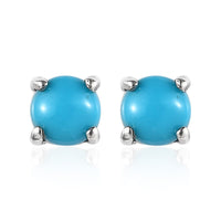 Sleeping Beauty Turquoise Solitaire Stud Earrings in Platinum Over Sterling Silver 0.50 ctw