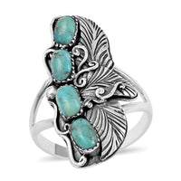 Santa Fe Style Kingman Turquoise Ring in Sterling Silver 2.75 ctw