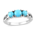 Premium Sleeping Beauty Turquoise 3 Stone Ring in Stainless Steel (Size 10.0) 1.10 ctw - Sticky add to cart bar